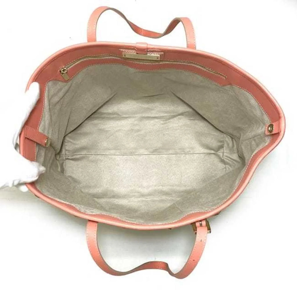 (Good) Bag Star Choo Leather Canvas Pre-Owned Silver Jimmy Sarah Studs Beige Women's Tote Pink
