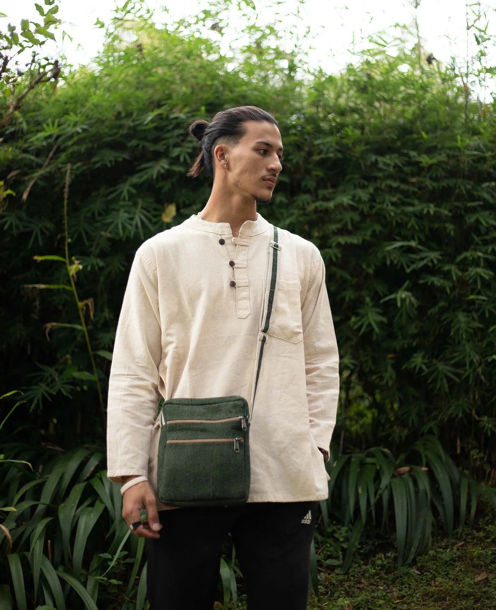 Hemp Crossbody Pocket Green Banyan - Core Purse Multi