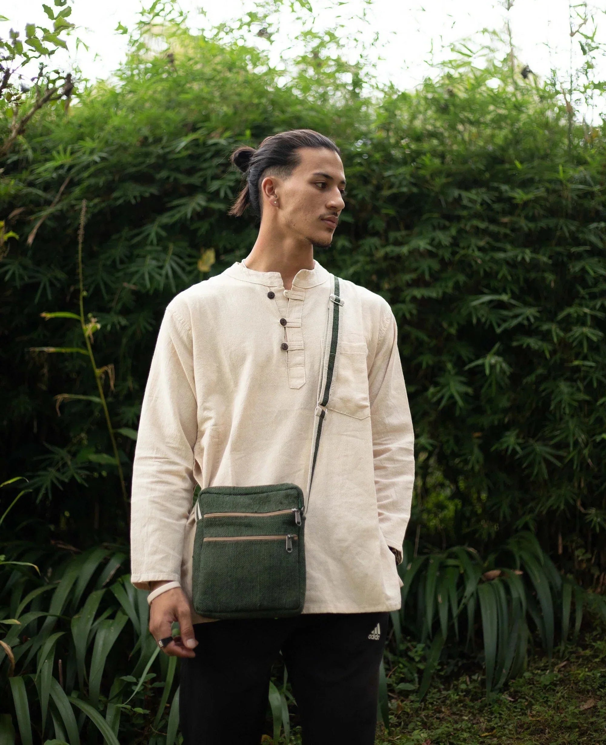 Hemp Crossbody Pocket Green Banyan - Core Purse Multi