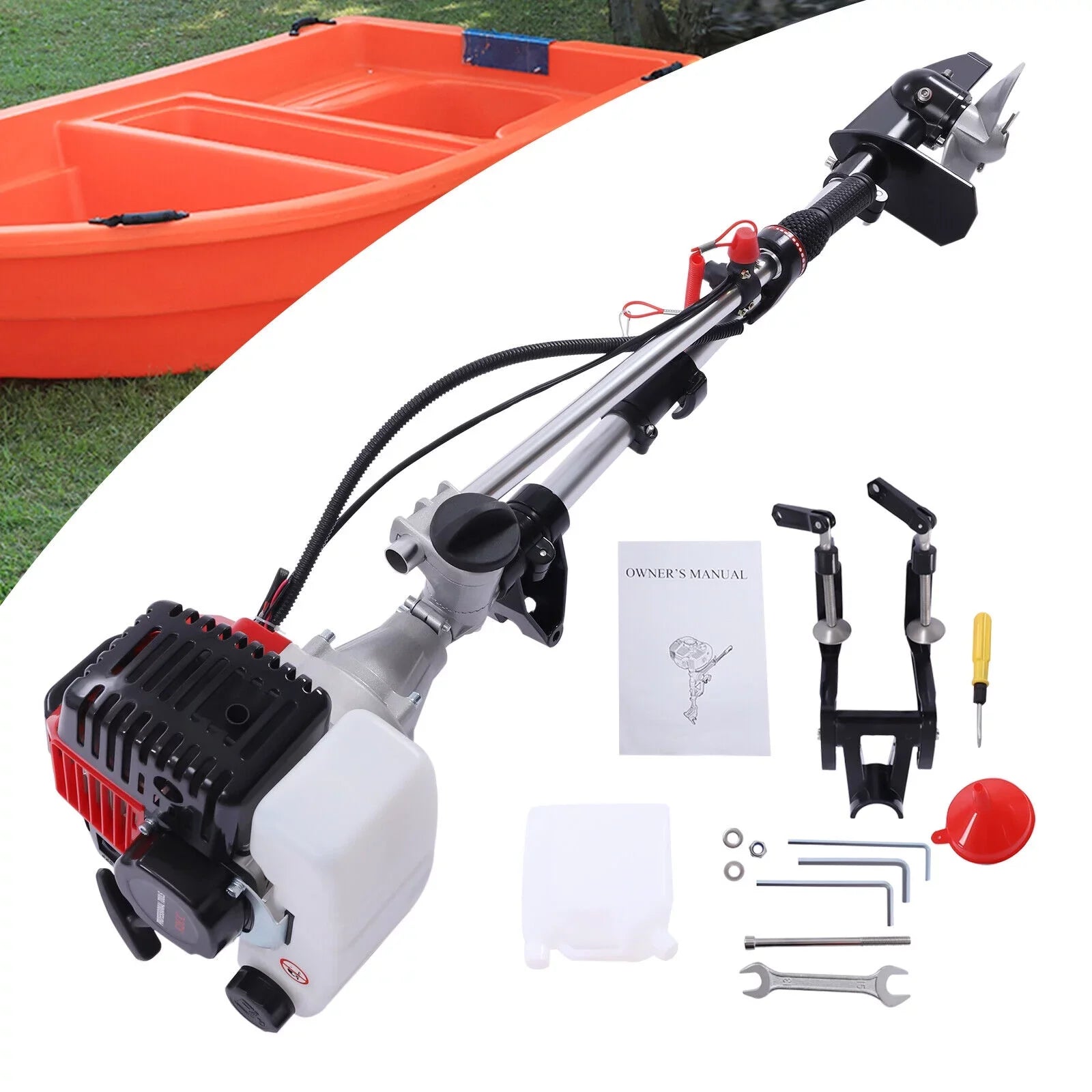 2.3 Stroke Shaft Boat Long Gas-Powered HP 52CC Engine 2 Outboard Motor Trolling