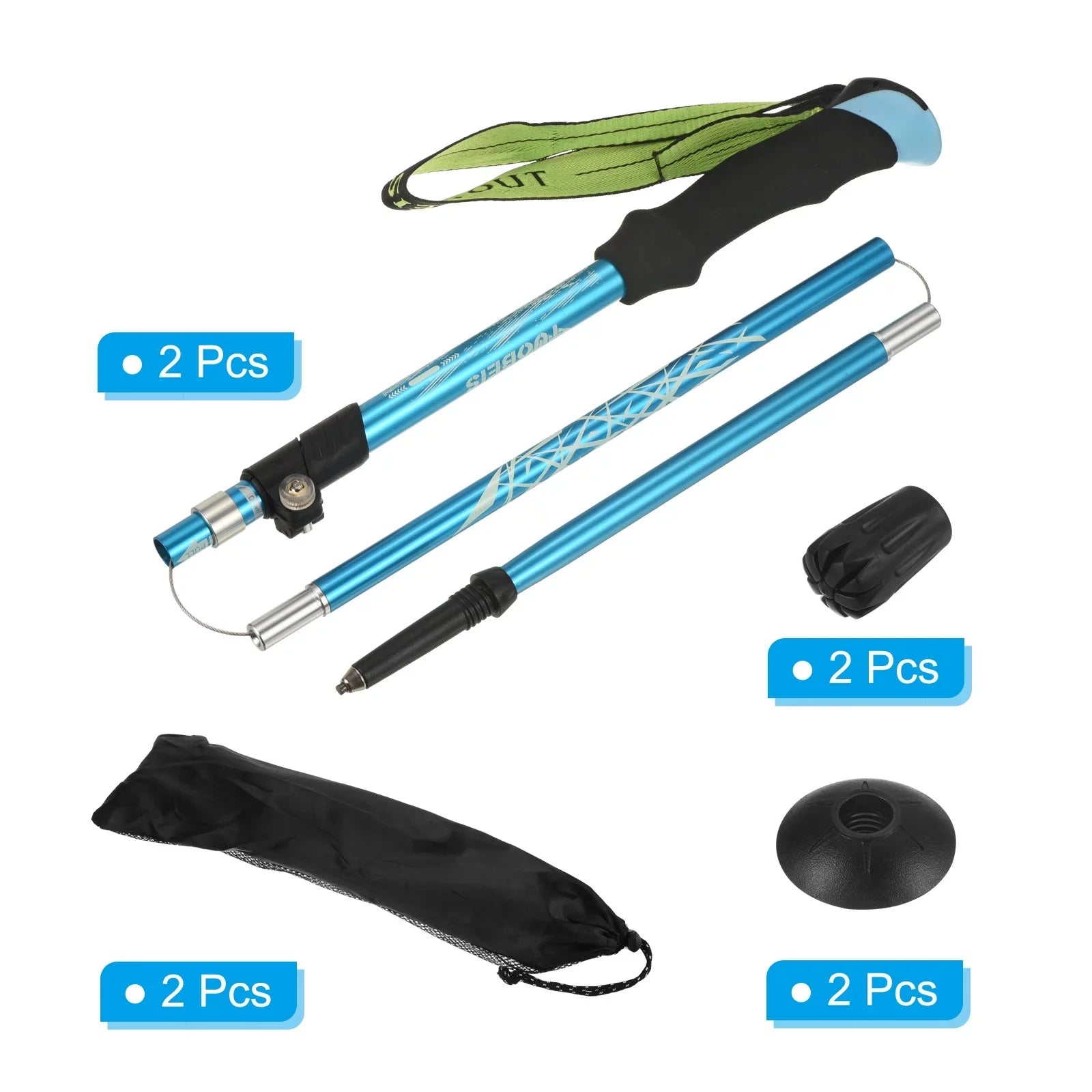 Inch Uxcell with 2 Pole Hiking Basket, Poles, 51 Blue Mud Trekking Collapsible Pack