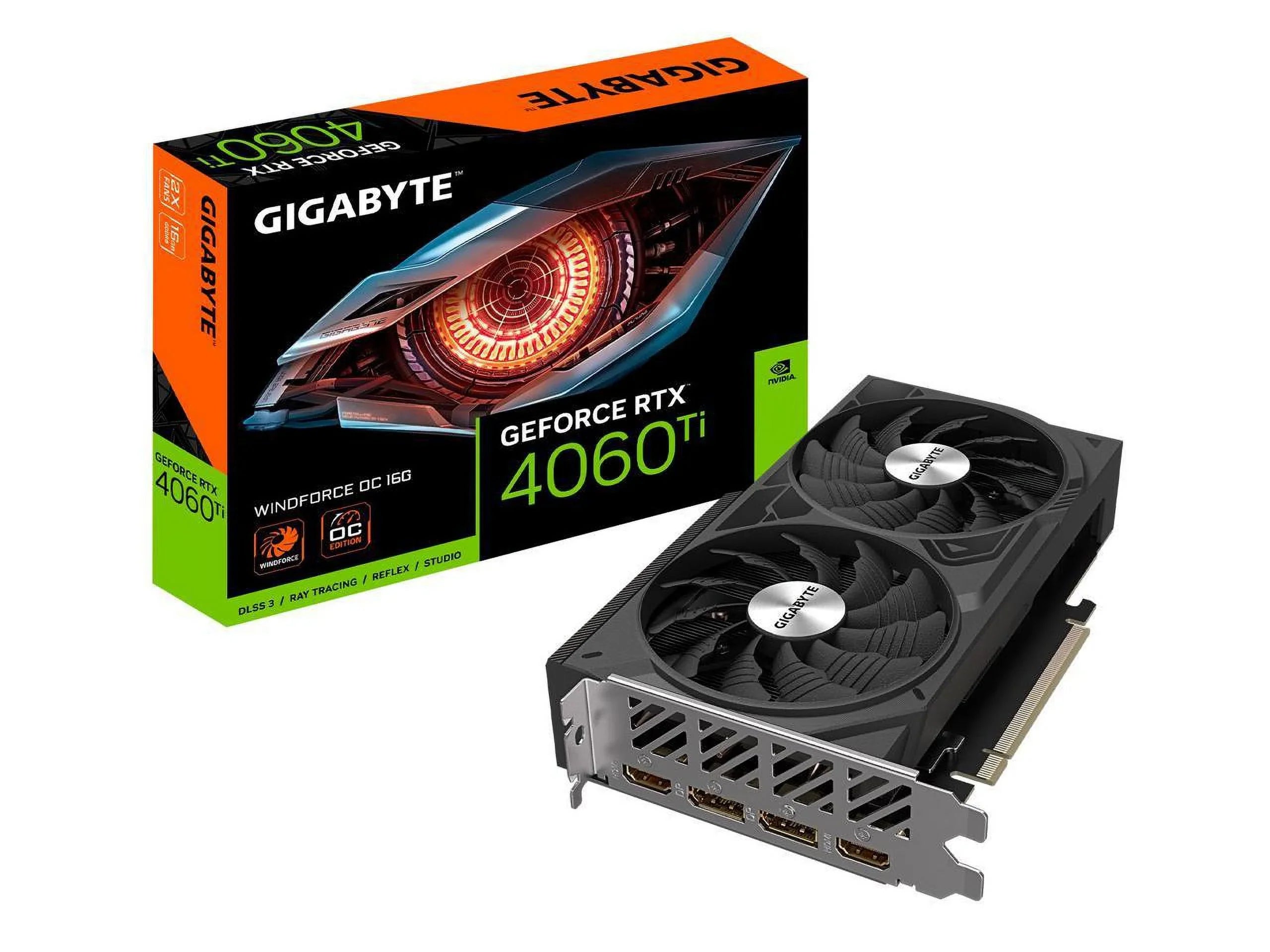 16GB 16G 4060 2x Fans, Video Ti Card, GDDR6, WINDFORCE WINDFORCE GV-N406TWF2OC-16G RTX GeForce OC GIGABYTE 128-bit Graphics Card