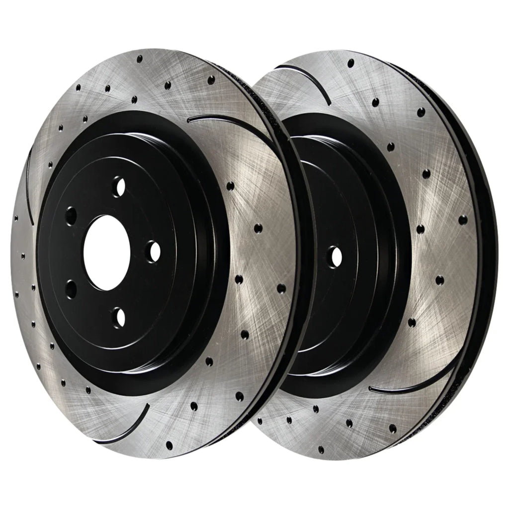 3.6L 200 of Black Set Avenger V6 PR63060LR AutoShack Drilled and 2014 for 2008-2009 Chrysler FWD Front Passenger 2013 2012 2 Replacement Slotted Caliber 2.4L Rotors Driver 2012-2014 Brake Side Dodge