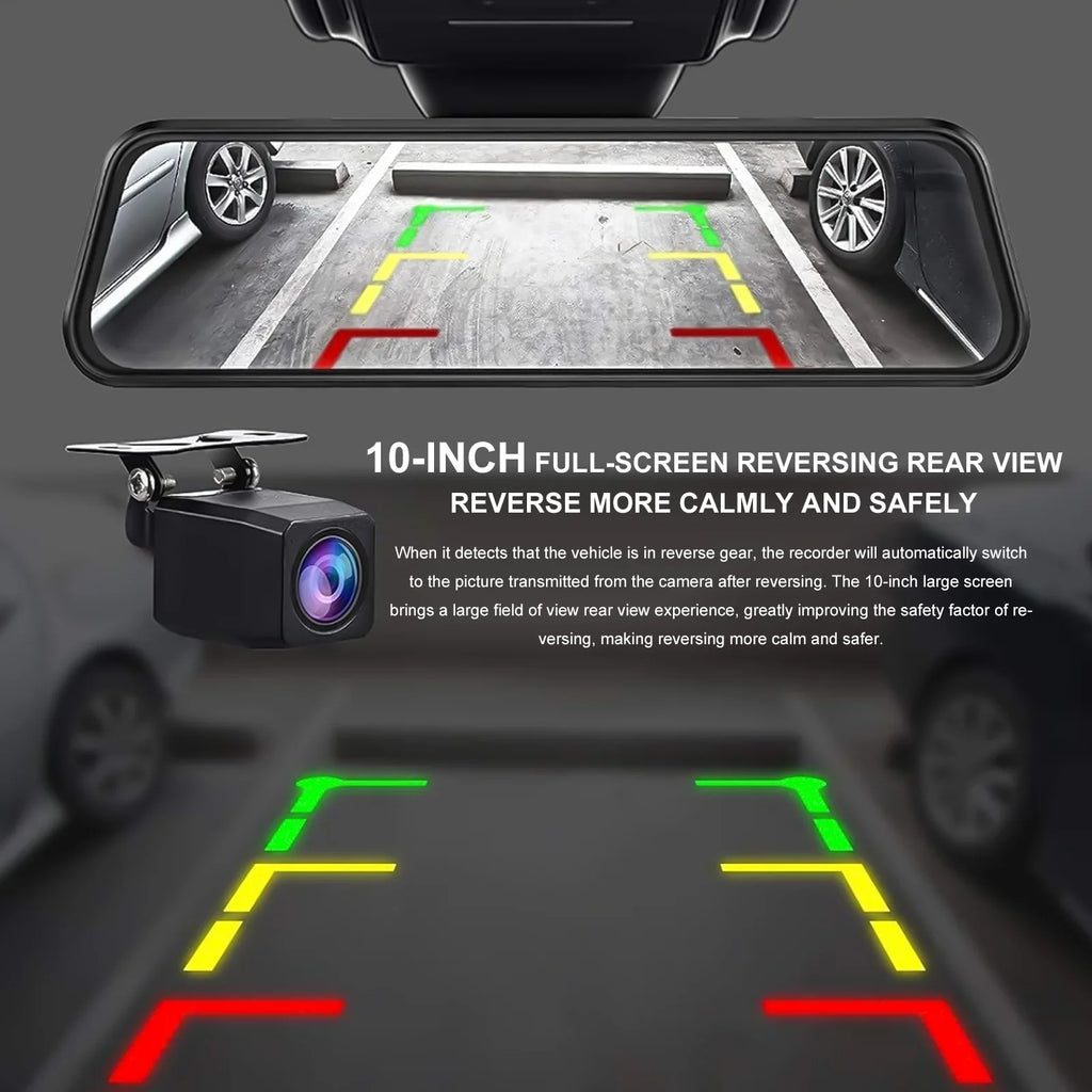 Camera,G-Sensor, Angle,with Backup Cable Rear 170° Front Cam,Kepeak FHD Monitor, and Wide Meters Full Mirror Touch 5.5 Dash 1080P Screen View Parking 10"