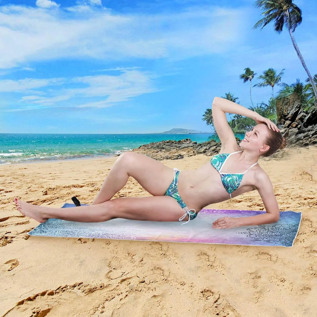 Mandala's Travel Dry for Bestwell Purple Super Compact Beach Towel Quick Holiday（156） Lightweight Towels Absorbent Oversized - Camping Towel - Swimming