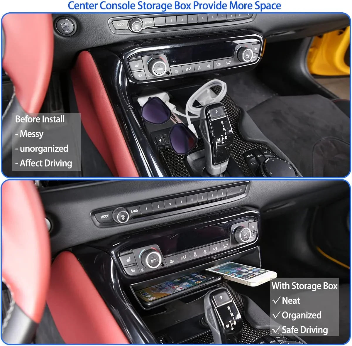 Box, Console Black MK5 Storage for Suiatable Auto Center Storage TINKI Organizer, Interior A91 Toyota Console Storage A90 GR 2019-2022 Supra Accessories, ABS 1PCS, Tray