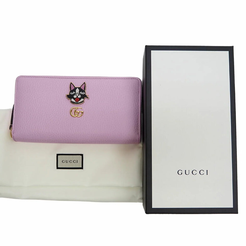GUCCI Gucci Light 499337 Marmont Wallet Boston Dog (Like Zip Bosco GG Terrier Pre-Owned Round Purse Around New) Pink