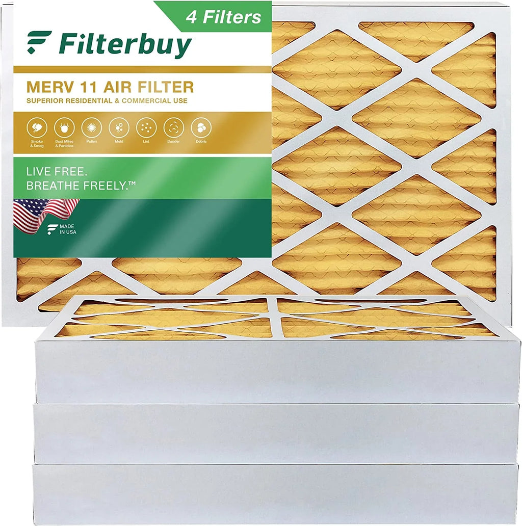 (4-Pack) MERV AC Furnace 11 HVAC Filters Pleated Air 8x20x4 Filterbuy