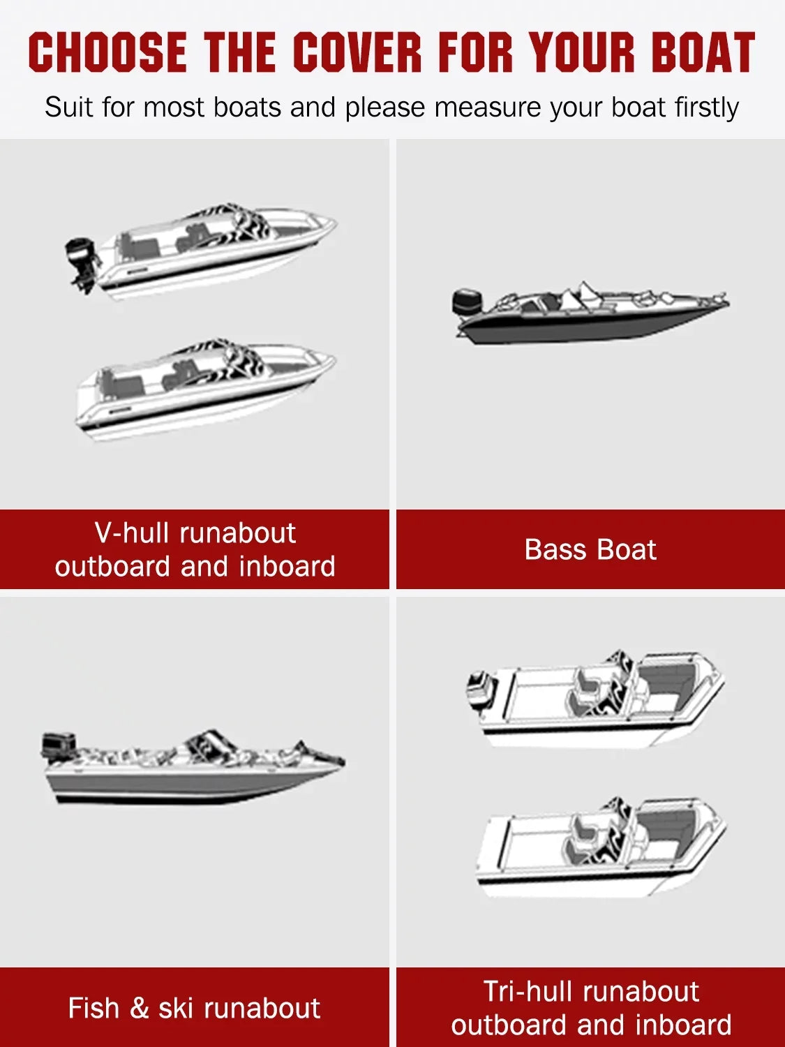 TRI-Hull, Proof, 19 AngLink - Pro-Style - Runabout Cover, Bass Cover Boat All Duty Tear and Polyester Fits Weather Protection | Oxford ft Beige Durable Heavy Waterproof V-Hull, Boat 17 600D