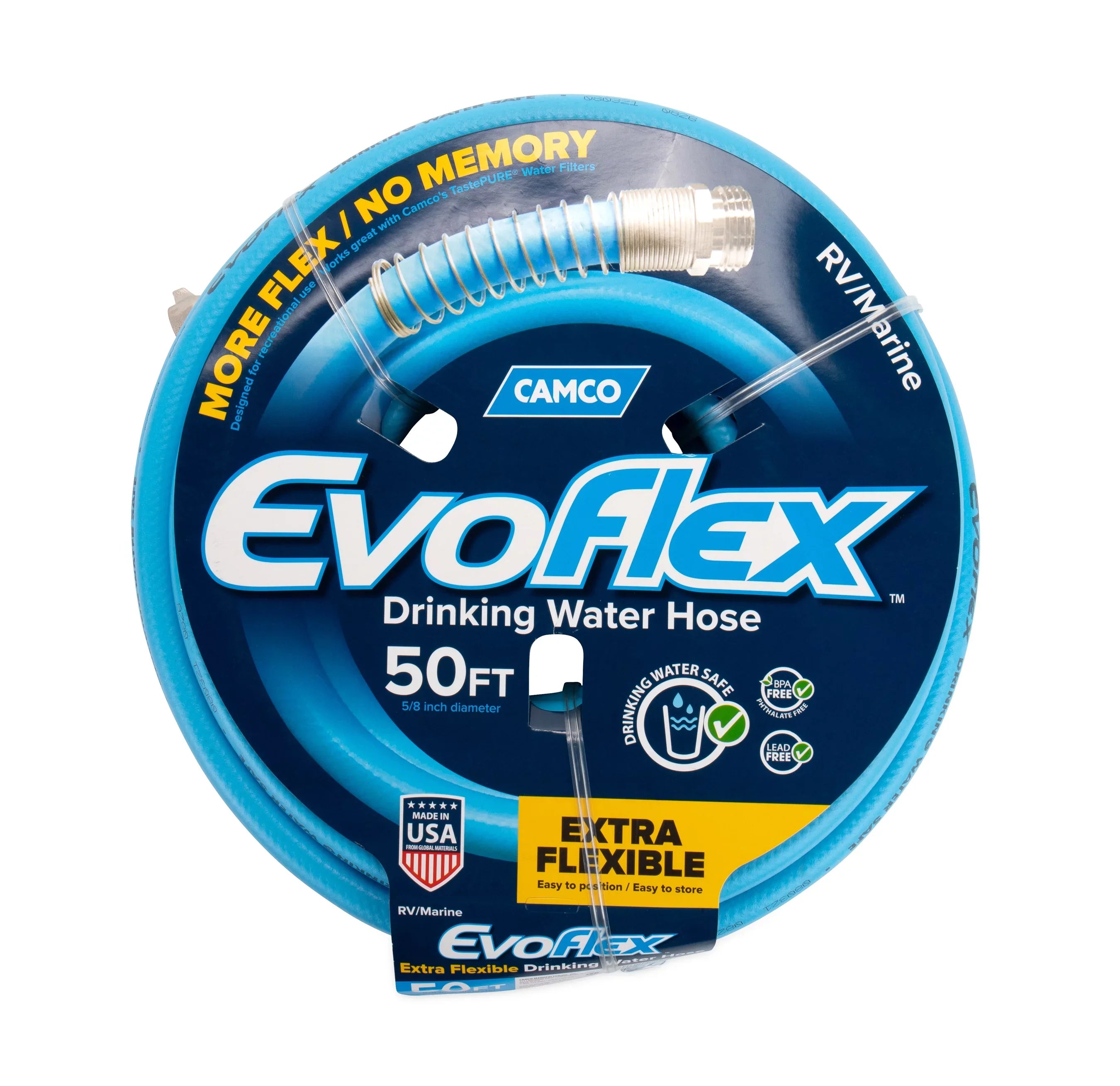 Camper/RV Camco EvoFlex Water Blue BPA-Free, 50-Foot or Hose | Lead-Free, Drinking (22793) Phthalate-Free,