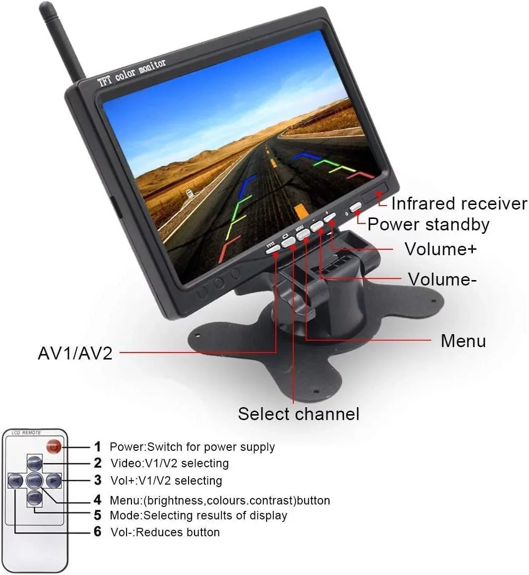 for RV Backup Night 7 Camera Wireless Rear RV/SUV/Van/Pickup/Truck/Trailer Camera and PCS inchMonitor 2 IR Vision View Kit Bileeko