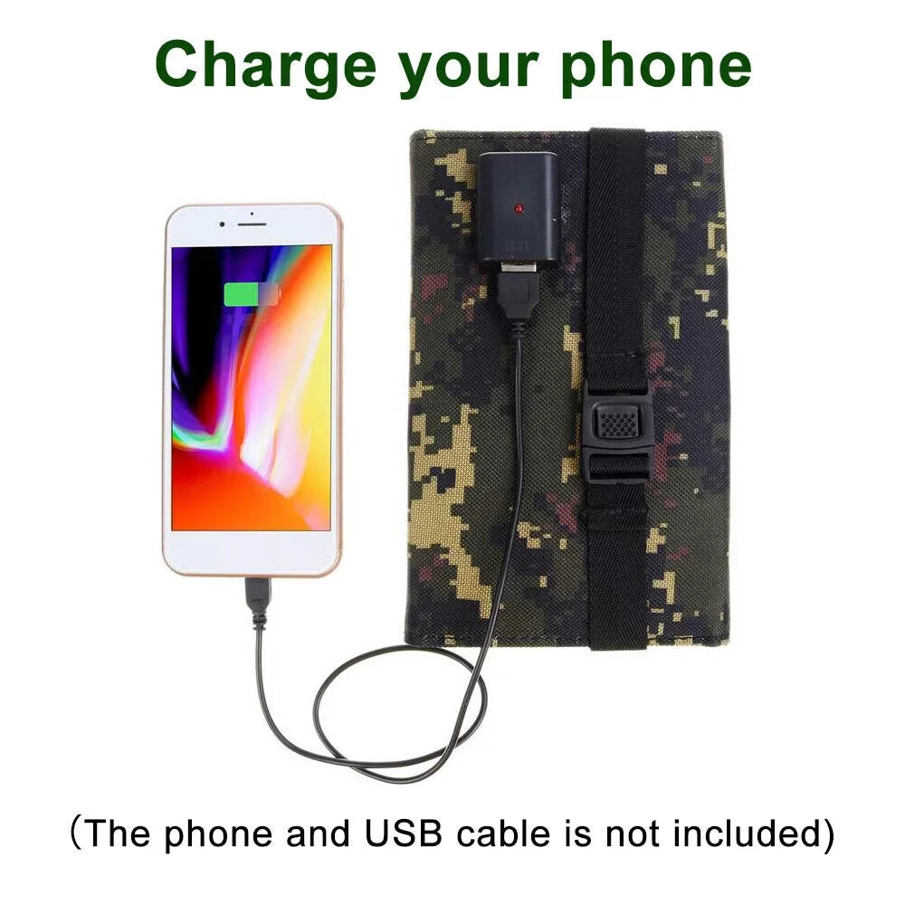 80W Bank Panel Outdoor Solar Camping Paddsun Phone Power Hiking Folding USB Charger