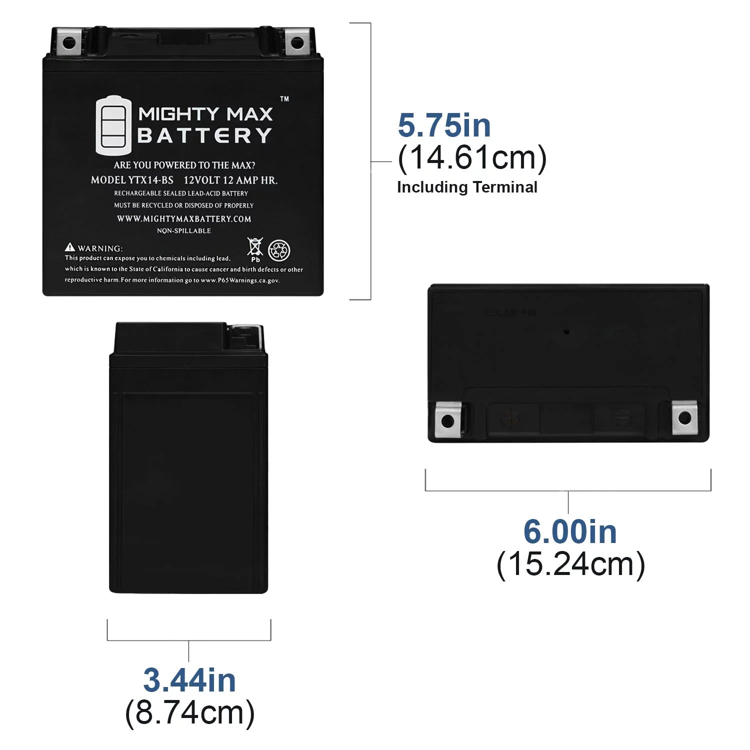 BMW 07, 17-18 R, GS, GT, ADV F800ST, Replacement Battery YTX14-BS for