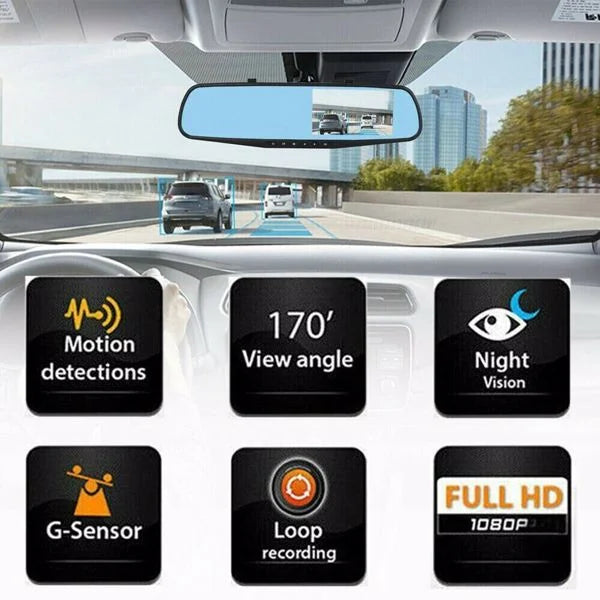 Front HD Video Recorder Mirror Camera Rear Dash Dual Bornmio Car Rearview 1080P DVR Cam