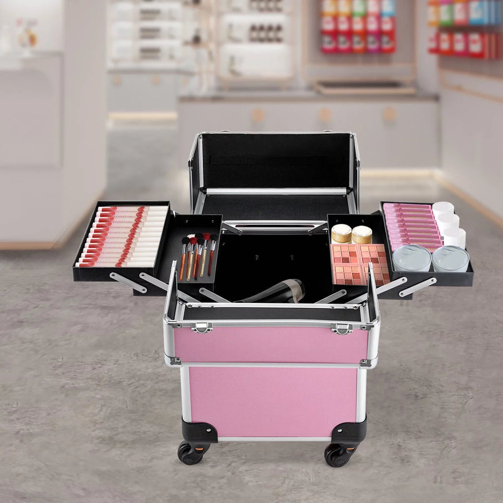 Cosmetic Makeup Case Barber Personal Miumaeov Organizer Dividers Beauty Care for Storage Professional Adjustable Rolling Trolley Case Large Case Train Travel Cosmetic Salon