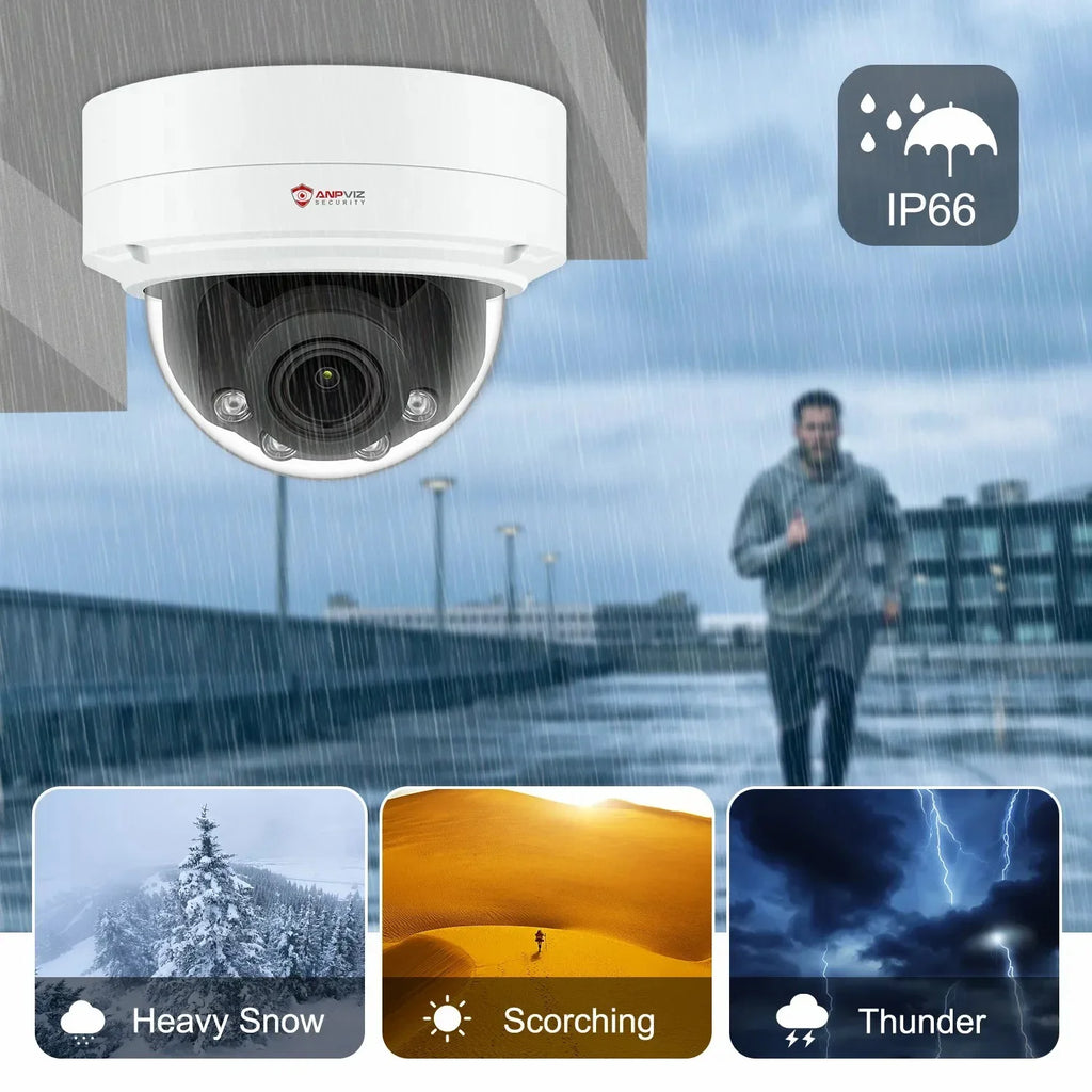 Detection Camera ANPVIZ Support in IP66 Human IP Camera Distance 8MP Mic Built 4X IR 30m H.265 Zoom Vehicle