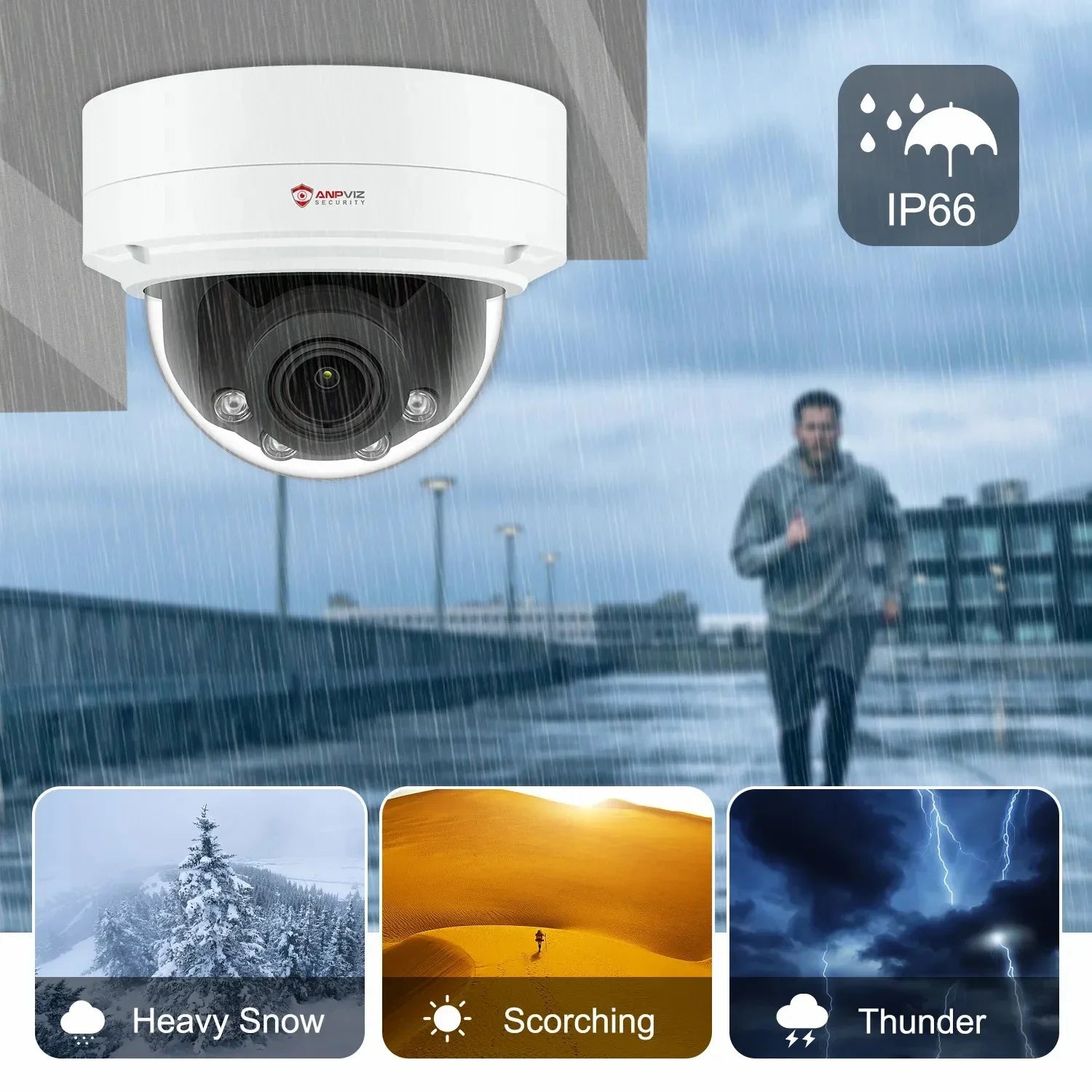 Detection Camera ANPVIZ Support in IP66 Human IP Camera Distance 8MP Mic Built 4X IR 30m H.265 Zoom Vehicle