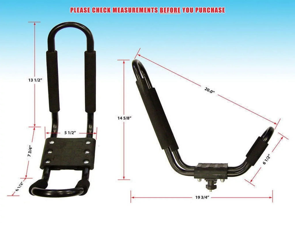 Folding J-style Stainless 2 Roof Kayak Pack'em Mounted Racks - Steel Sets Rack by Rack Carrier