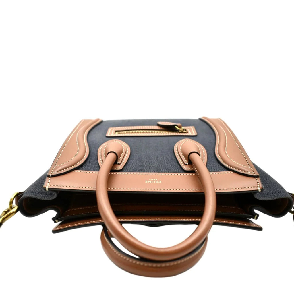 Tote Bag Leather Luggage Pre-owned Denim Bicolor Crossbody CELINE