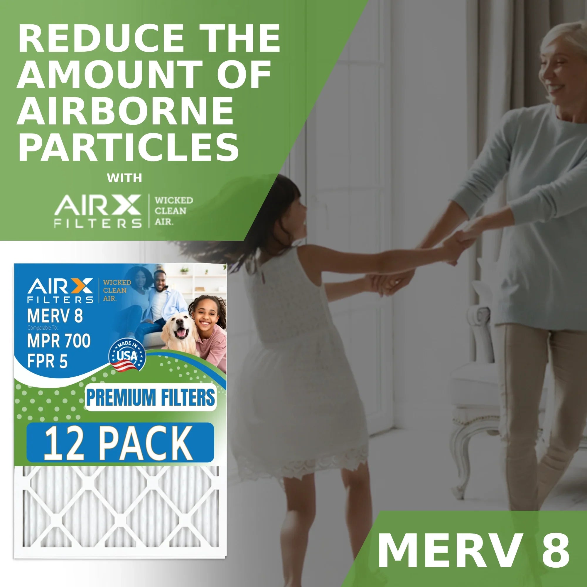 MERV Filter in Pack Rating, 700 Comparable CLEAN Air & USA FILTERS of 12 by FPR AIRX Furnace 8 AIR. MPR 5 Made to WICKED 10x16x1 - Filters