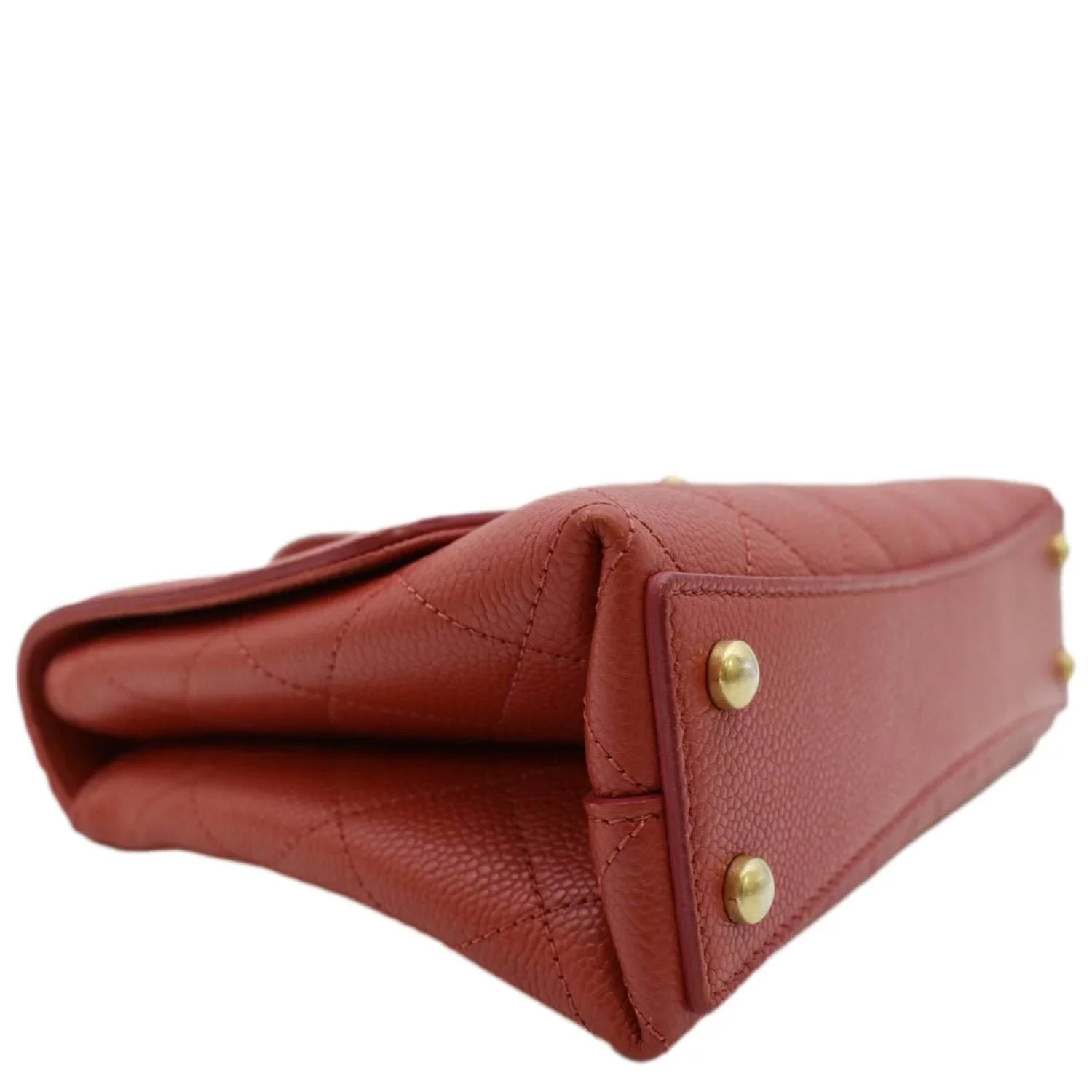 Bag CHANEL Caviar Crossbody Red Pre-Owned Chic Leather Small Stitched Quilted Flap Affinity