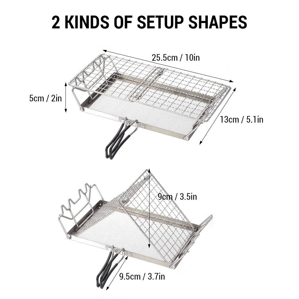 Camp Bread Picnics Rack - Toaster for Backpacking, Camping, Folding Steel Toaster Stove and Ideal Stainless