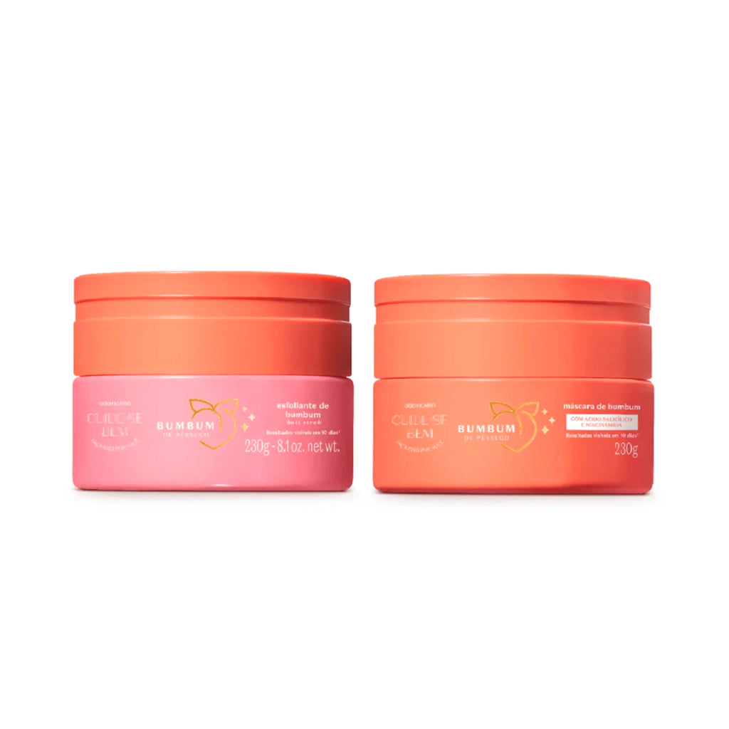 Peach Kit Bem Boticário O oz Mask and Cream Cuide-se 2x230g/2x8.1 Butt Hydration Scrub