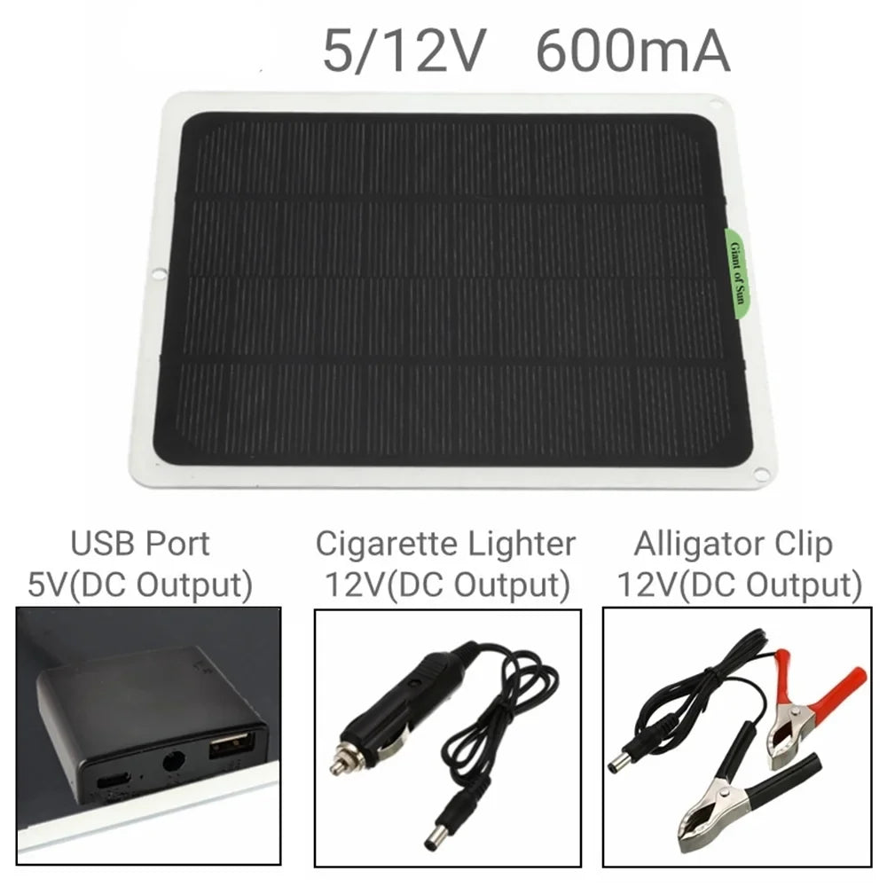 RV Charging Outdoor Solar for Flexible 20W Panels 12V/5V Charger Clips Monocrystalline occkic Battery Cars Yachting Charger with