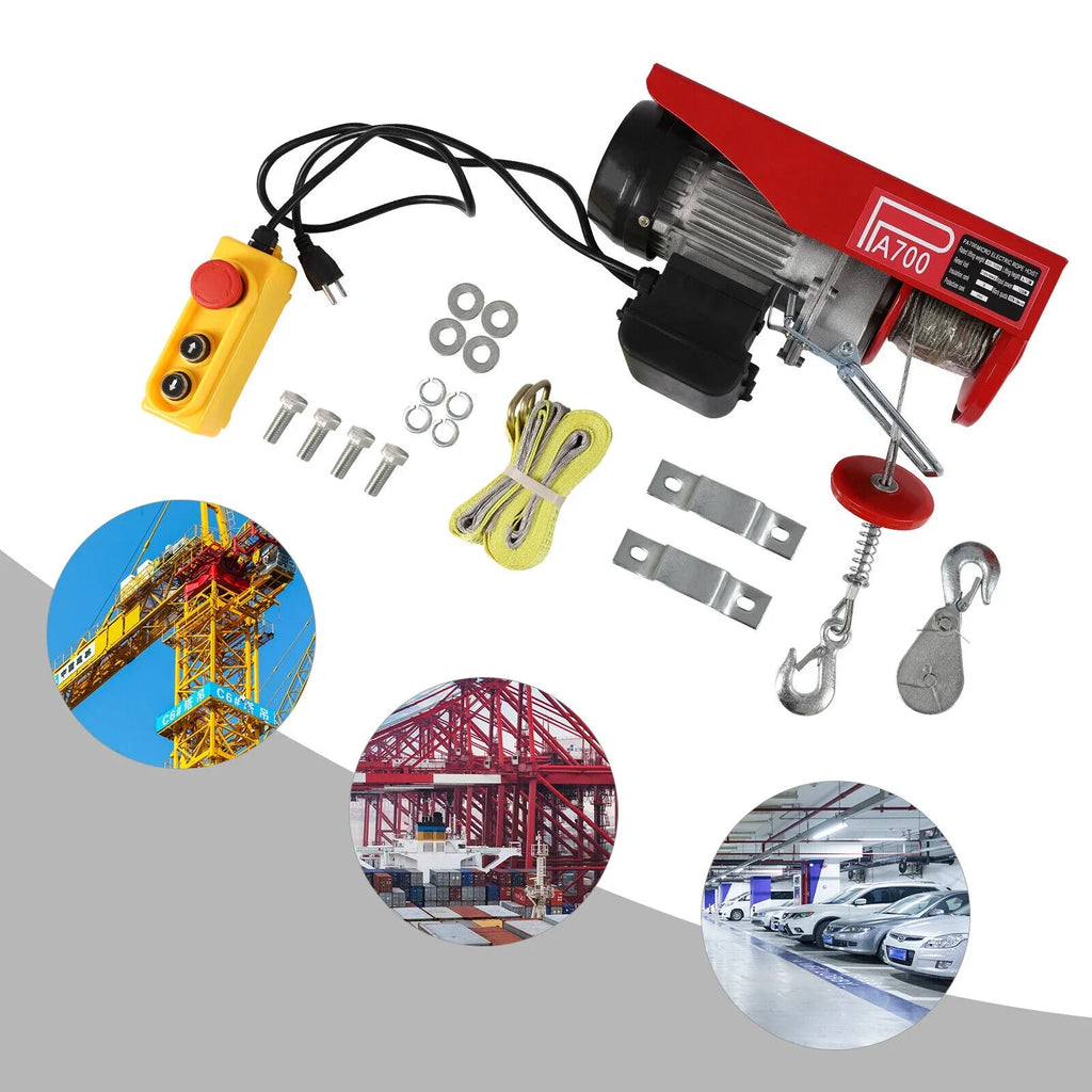 Winch Wire Control Electric 1543lbs 110V Hoist Winch Portable Remote W/ Electric