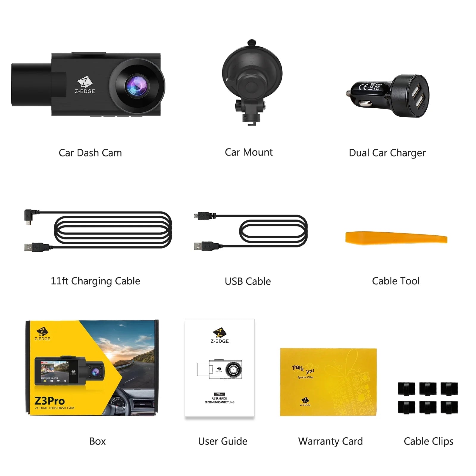 and Dash Cam Dash Inside New Version WiFi Z-Edge Cam, Front Z3Pro Dual 2K+1080P