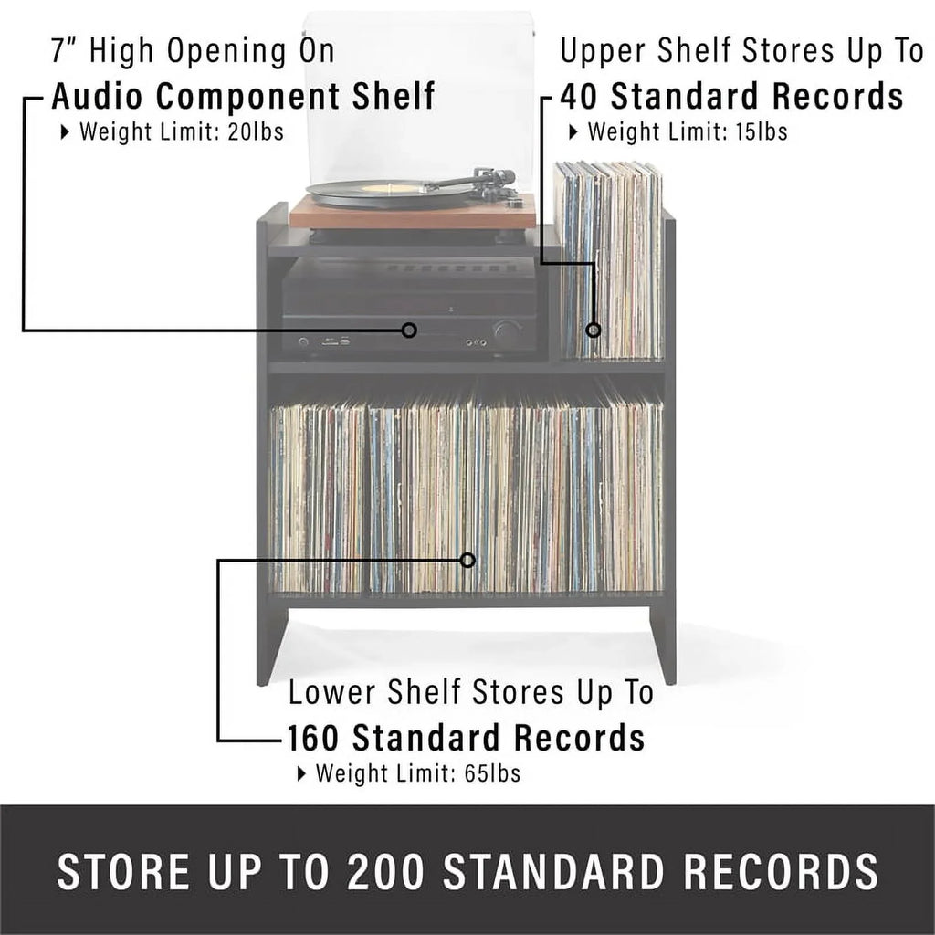 Tv Furniture Portland Console Record Stand Center, Entertainment Crosley and Media Vinyl Storage