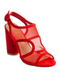 Red 7.5 Cutouts Toe Side Buckle Heel G.C. SHOES Womens Slingback Round Block Claire Mesh Adjustable Sandal Padded