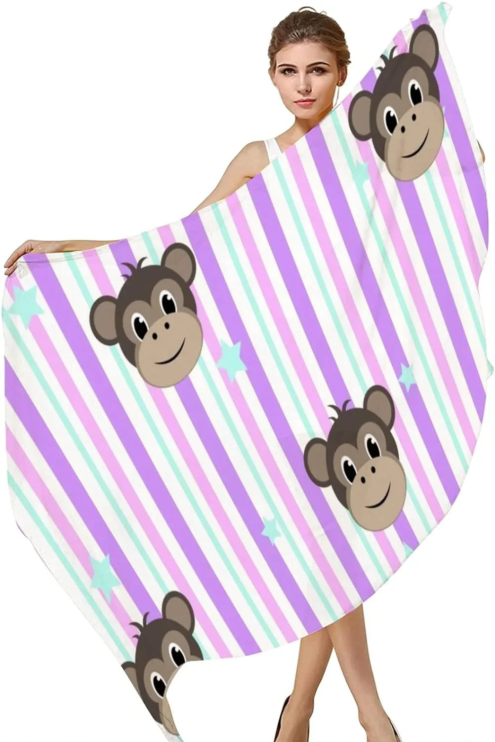 Neck Stripe Women Hyjoy Wrap Girls Faces Scarf On Long Lightweight Shawl Silk for Scarves Monkey