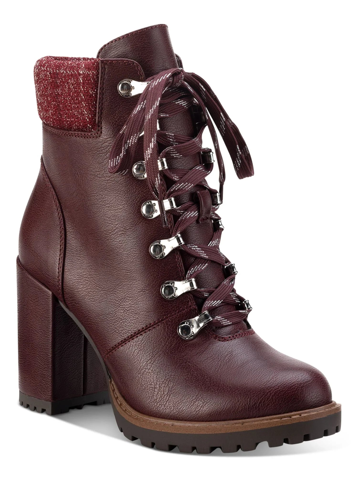 Padded SUN Block Octavia Up Hiking Lug Toe Burgundy Lace 8 Zip-Up Sole Heel Cuff Cushioned Boots M Womens Round STONE
