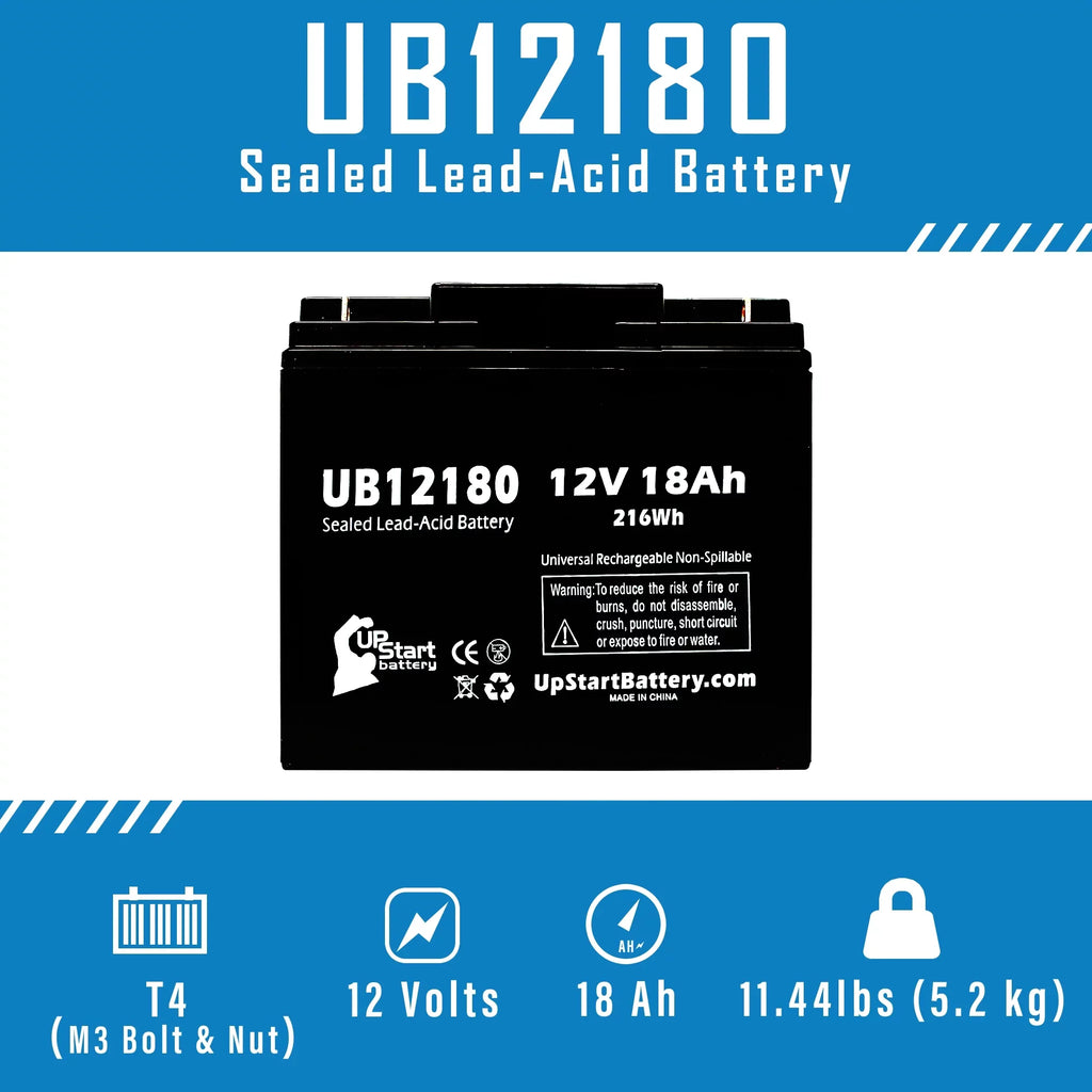 '- Battery T4 SLA) 18000mAh, Lead PICHER (12V, CFM12V18 - 18Ah, Sealed Compatible Universal Battery Pack 2x Replacement Acid AGM, UB12180 EAGLE BATTERIES Terminal,