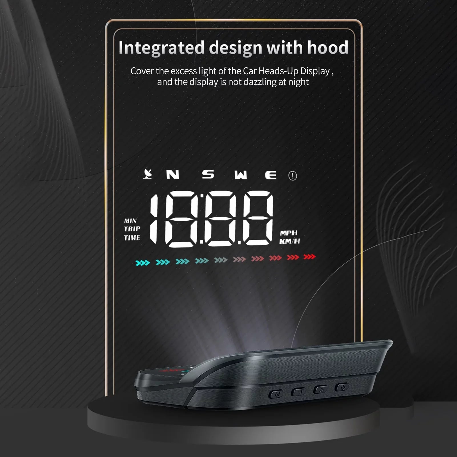 Travel GPS Direction, Car Speed Alarm Ambient Distance, Time, Heads-Up Overspeed Display Speedometer, Digital & Light, Nebublu