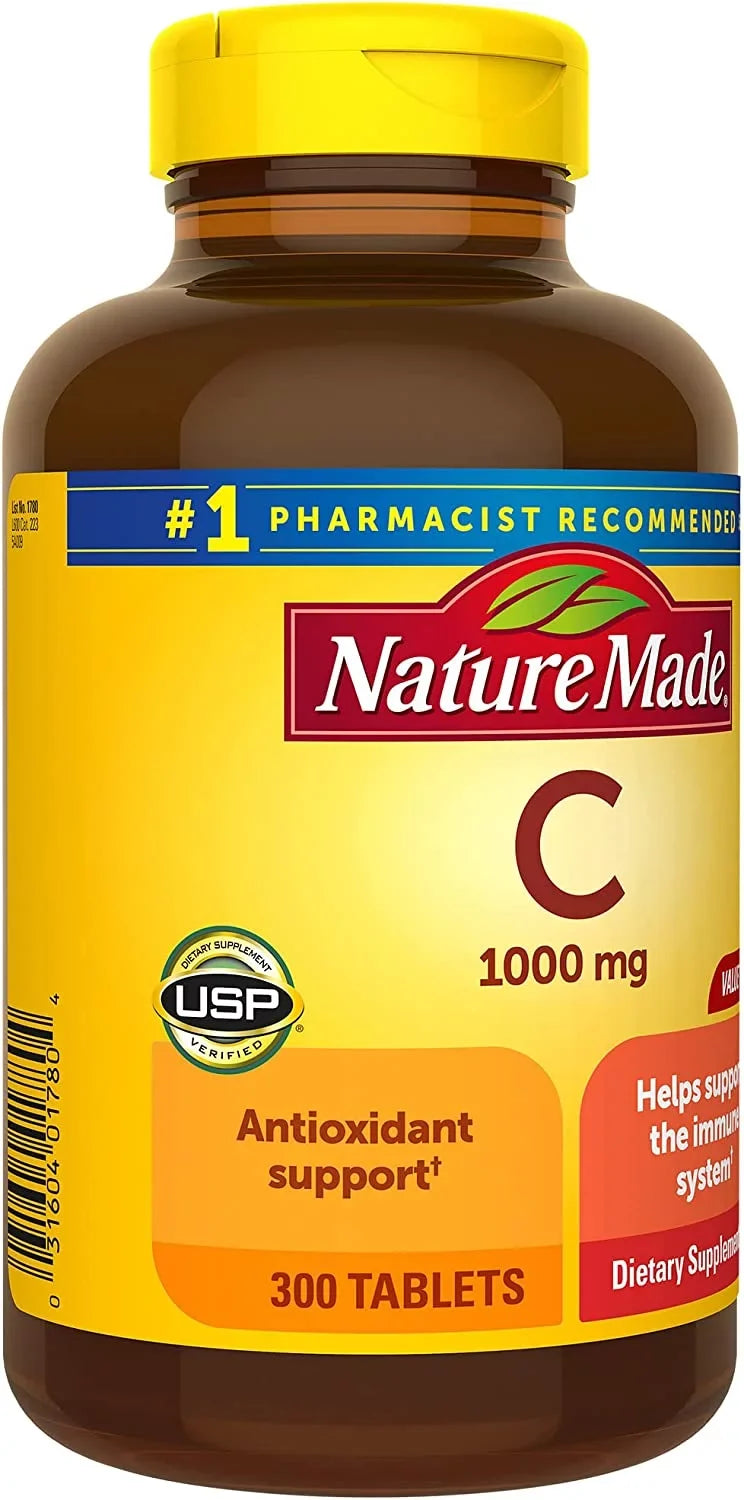 Support, 300 Immune Made Supply Tablets, Vitamin Dietary 300 1000 mg, Day for Supplement C Nature