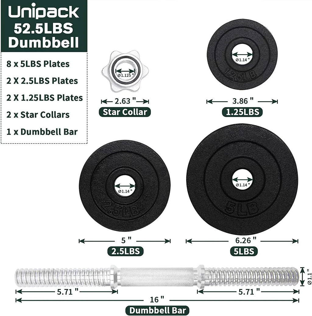Set Adjustable 105lbs Dumbbells Iron Weight Cast