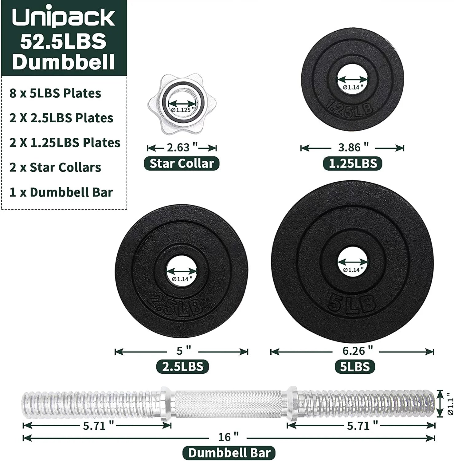 Set Adjustable 105lbs Dumbbells Iron Weight Cast