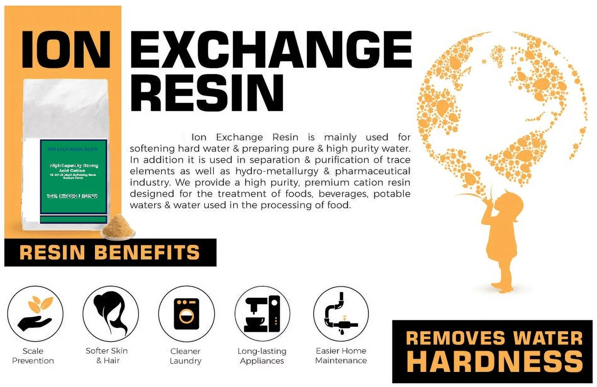 cubic SOFTENING EXCHANGE RESIN RESIN fot ION WATER 1.0 CATION