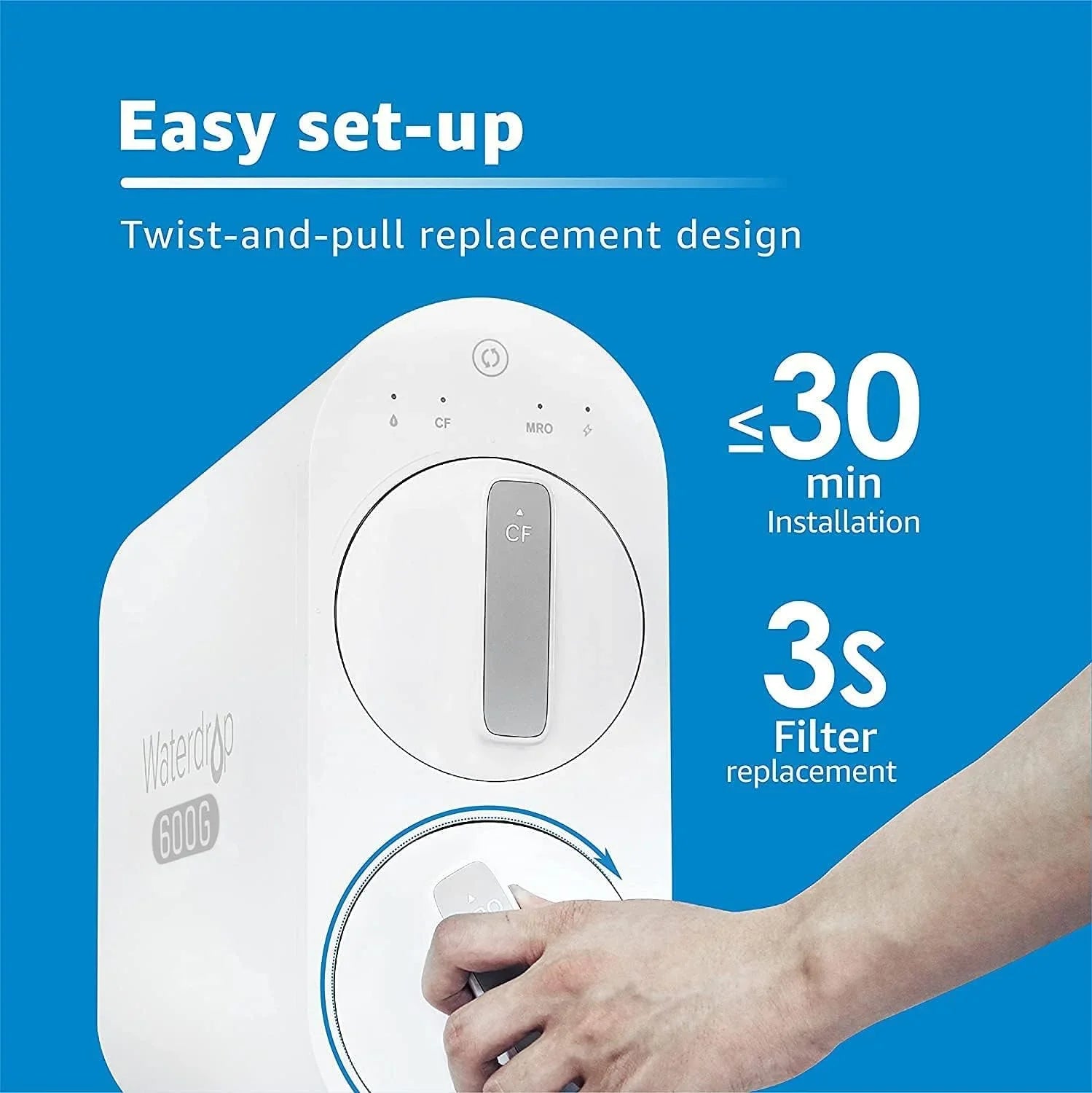 Osmosis Reduce WD-G2P600-RO Waterdrop for System, Lifetime, WD-G2P600-W Filter, Replacement 2-year Reverse PFAS