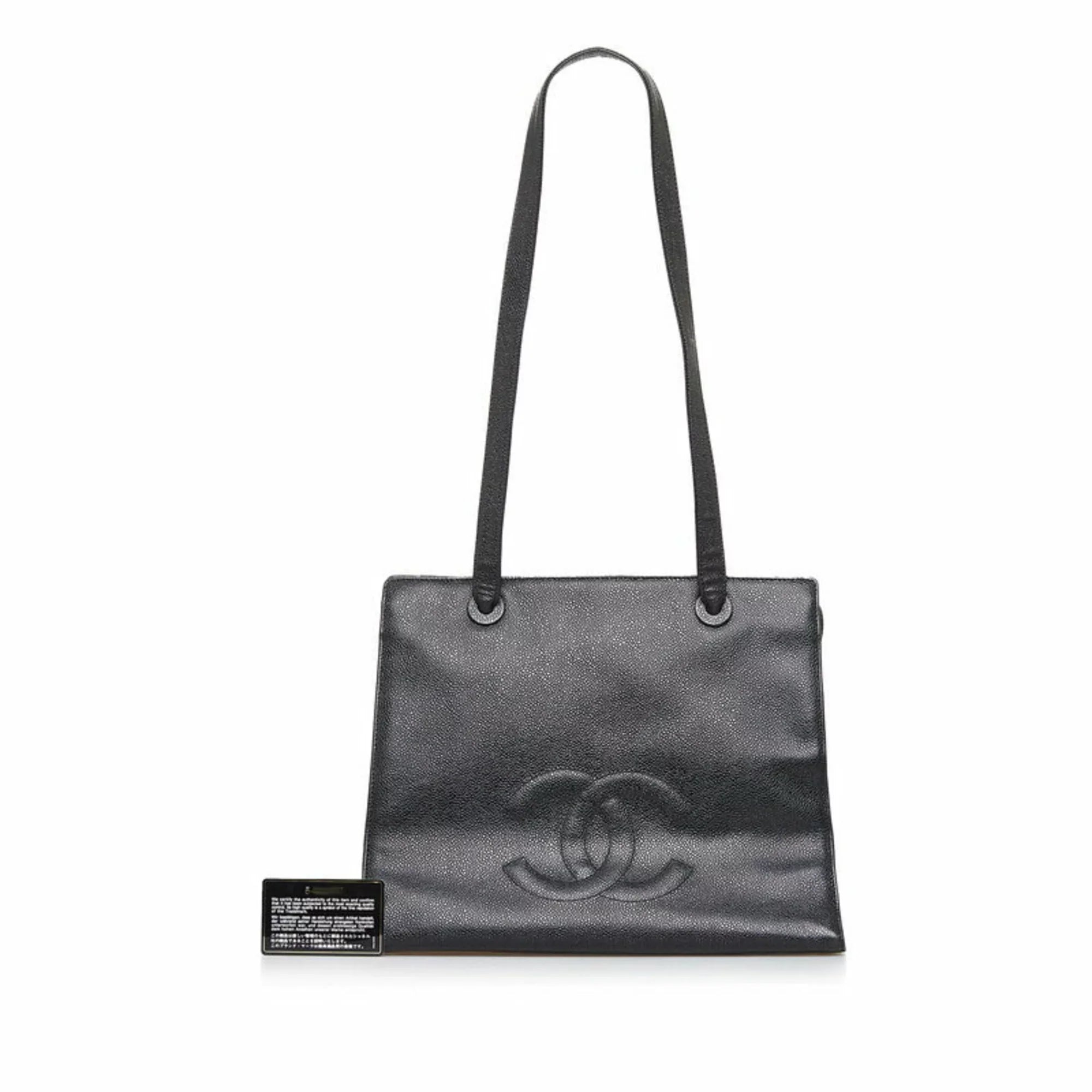 Bag Pre-Owned (Good) Skin Chanel Shoulder Women's Coco Mark Caviar Black Tote CHANEL
