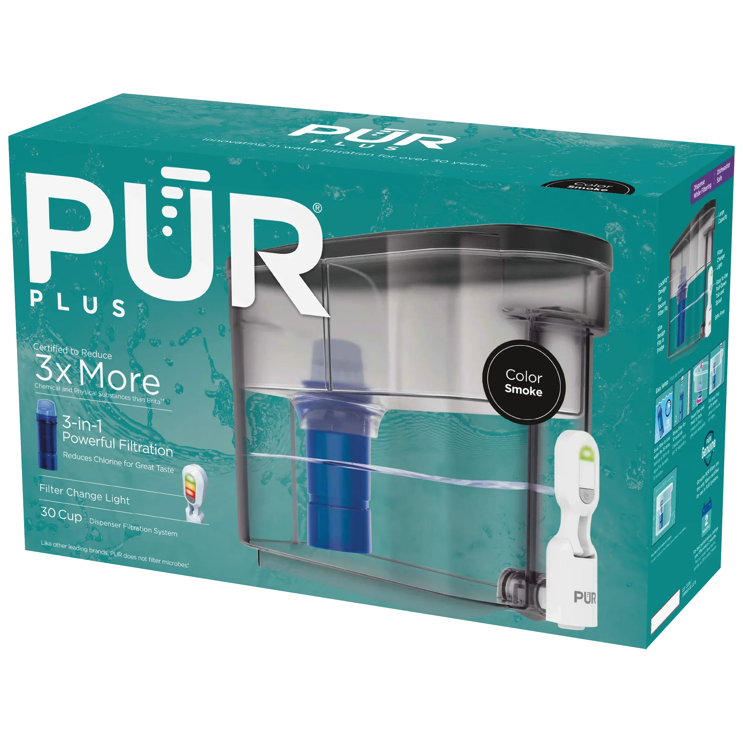 DS1810BA 30-Cup x PUR 5.3", Filter System, x 10.1" Water H L PLUS Smoke, W Dispenser 15.3"