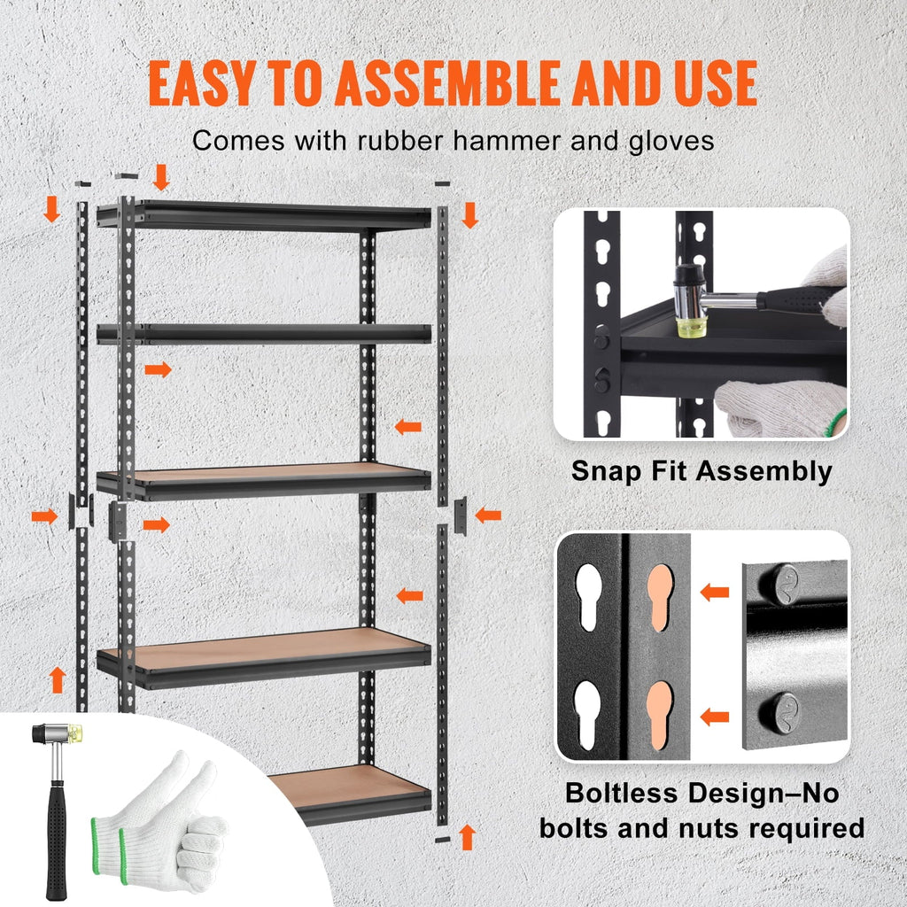 Steel 5 lbs 30"W x Heavy Shelving Storage x Load Adjustable Tier Unit, 12"D Duty 60"H BENTISM 2000 Garage Rack