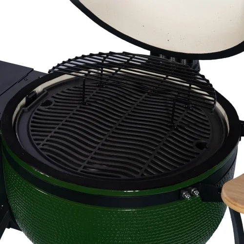 Roasted MADETEC with Smoked 19.6" Grill Outdoors BBQ diameter Patio,Green Double Ceramic 24" Pan-roasted Liner Gridiron 4-in-1 Pellet for Ceramic