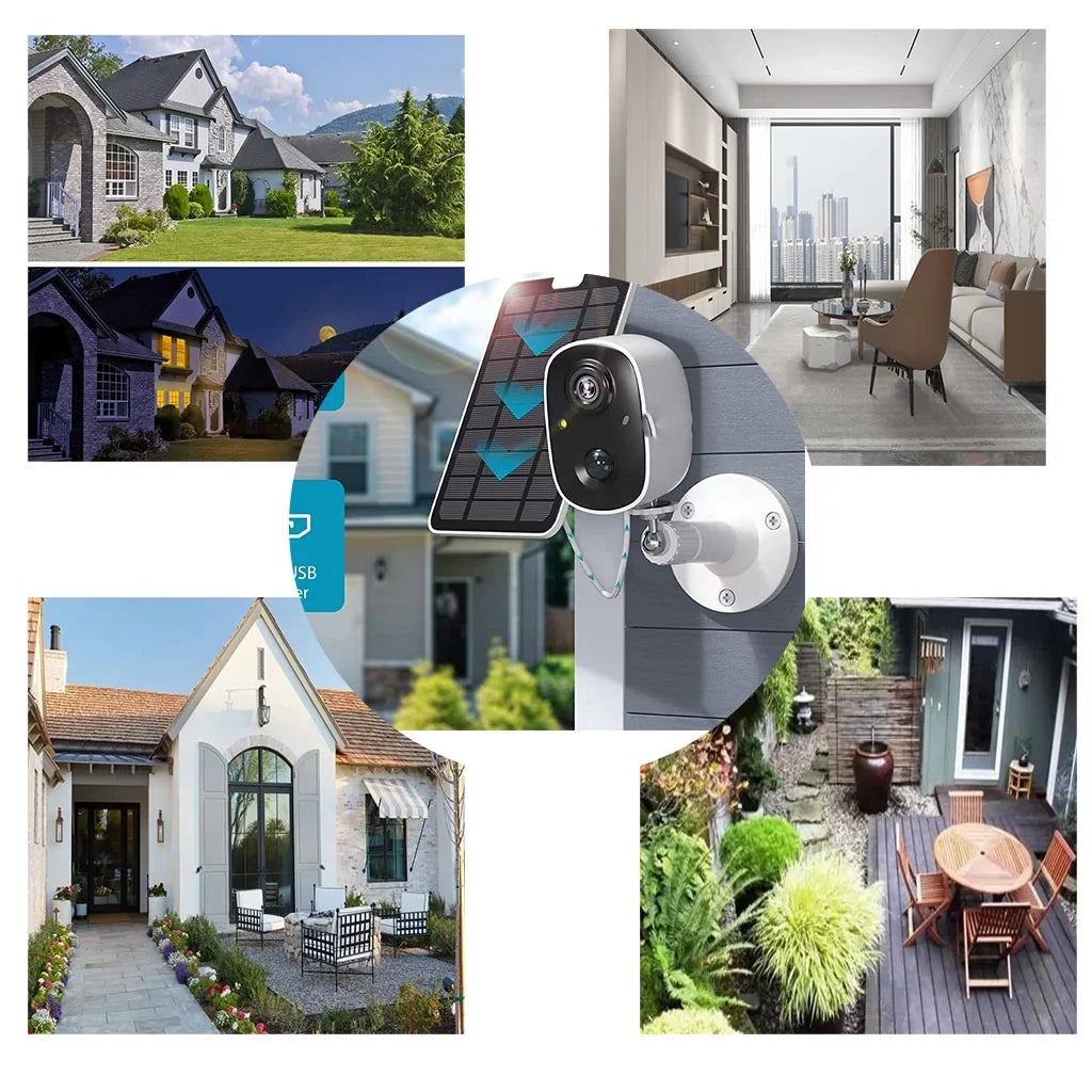 Security Camera Motion Powe Audio, Detection, Siren Solar Alarm,Cloud/SD Outdoor, Color 2-Way Waterproof Storage,IP65 Vision 1080P Camera, Battery Wireless Surveillance WiFi Night