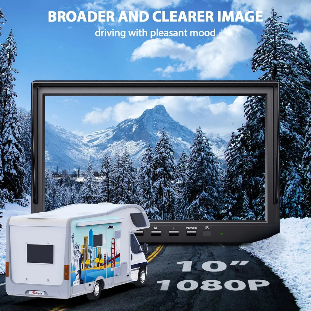 Truck Camera IP69 Camera eRapta Wired Backup Car HD 10'' Backup 1080P Trailer for or Van Monitor RV Waterproof