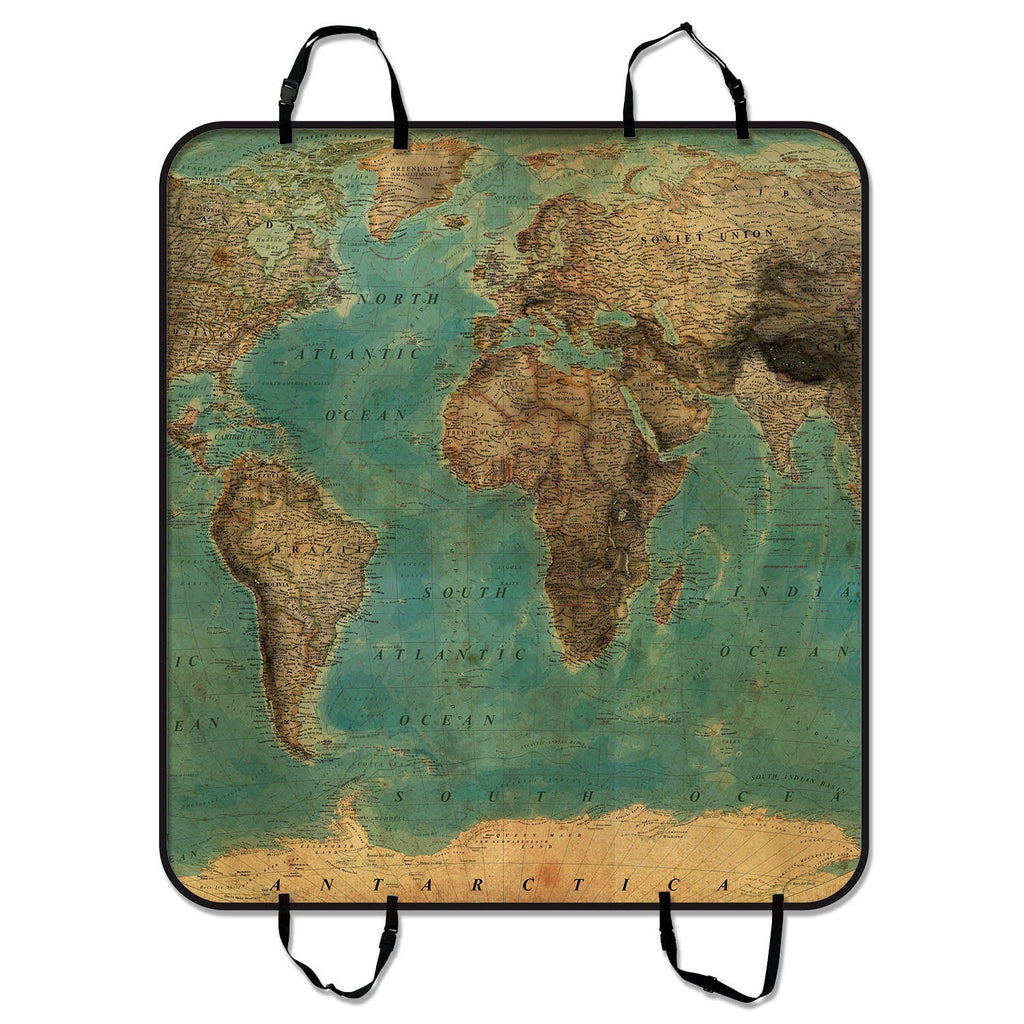 Car Cars and Pet For inches Mat Cargo GCKG Cover Map Seat 54x60 World Trucks SUV Hammock Pattern Seat Mat Vintage Style Dog Car Trunk Mat