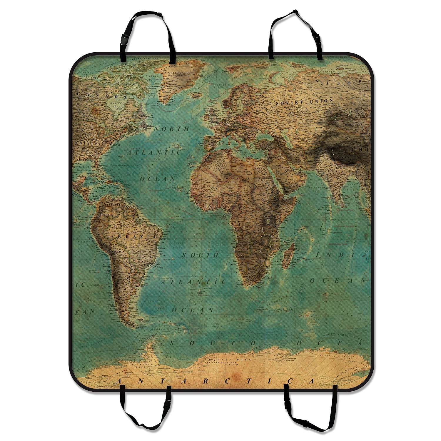 Car Cars and Pet For inches Mat Cargo GCKG Cover Map Seat 54x60 World Trucks SUV Hammock Pattern Seat Mat Vintage Style Dog Car Trunk Mat