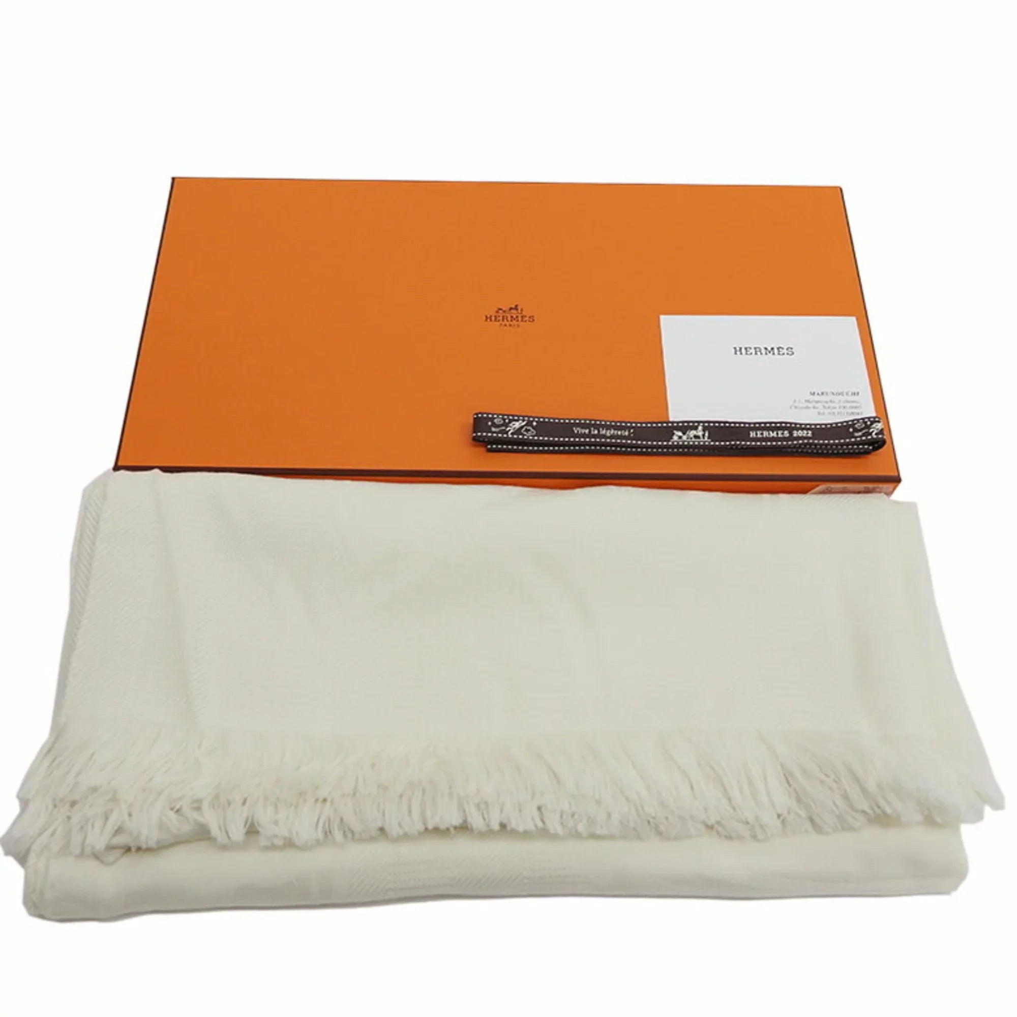 Pre-Owned H262494S Libris (Like Stole Women's HERMES New) New White Hermes Yvoire
